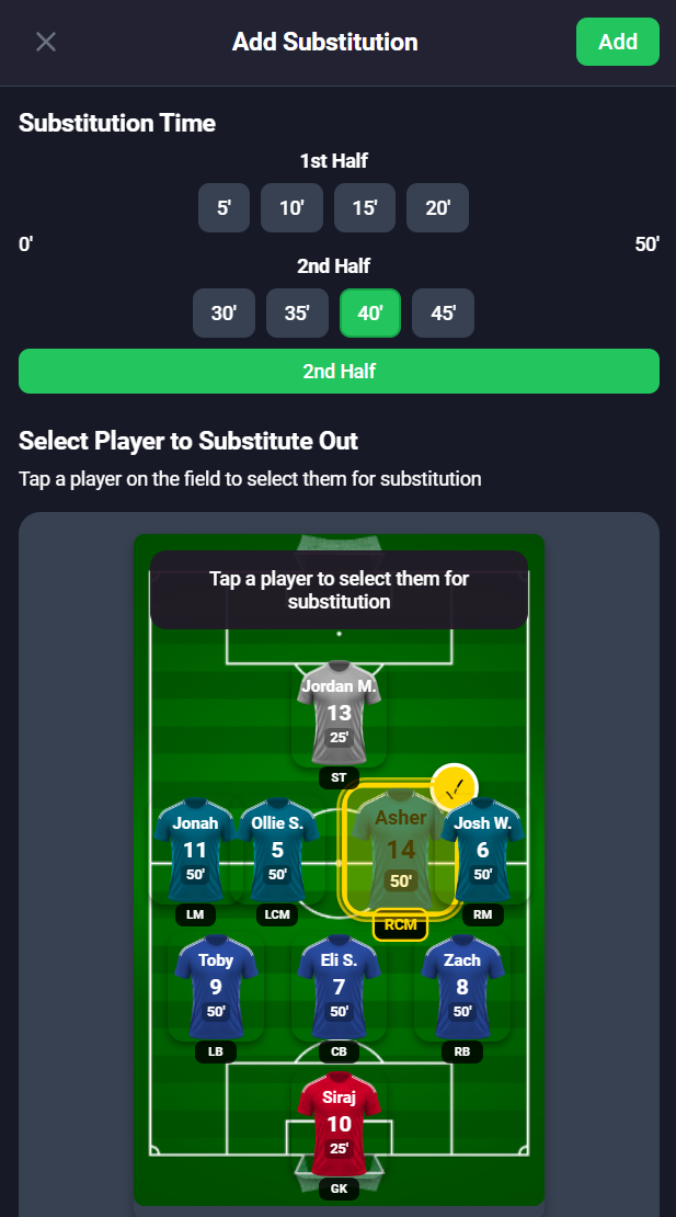PitchTime formation management interface